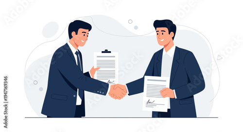 Businessmen shaking hands over contract, agreement, partnership, success, deal