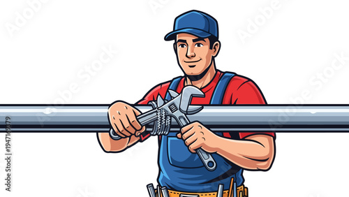 Man holding large wrench.