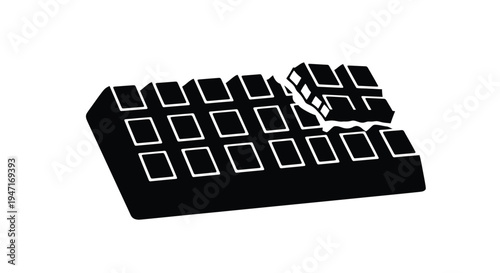 Broken chocolate bar with a missing piece modern graphic silhouette