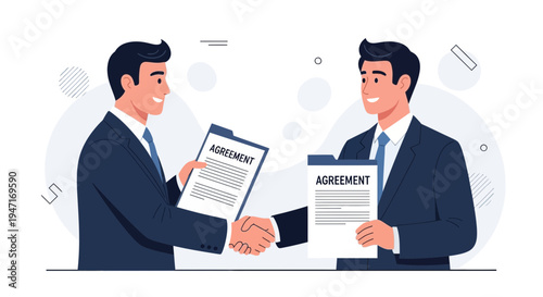 Businessmen shaking hands, signing agreement, partnership, deal, teamwork, success