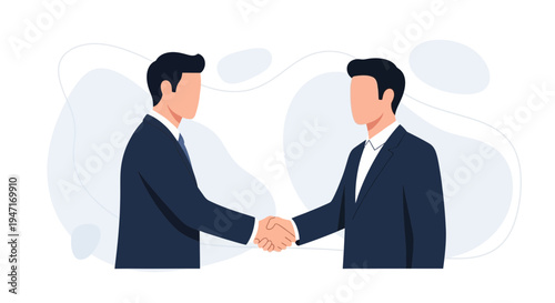 Businessmen shaking hands, agreement, partnership, success, teamwork, corporate deal, handshake illustration