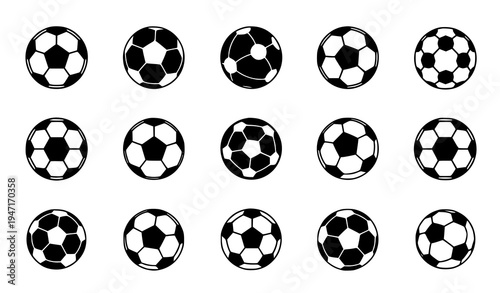 Soccer ball icon set football logo sports symbol vector isolated on white background