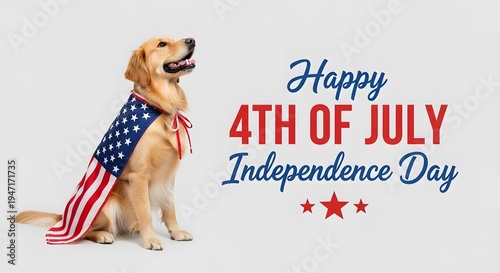 Happy 4th of july independence day celebration with patriotic dog