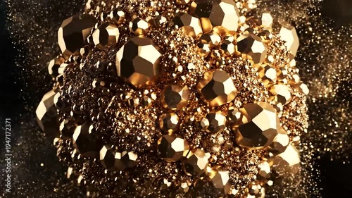 Abstract golden particles swirling in a mesmerizing display of light and energy.
