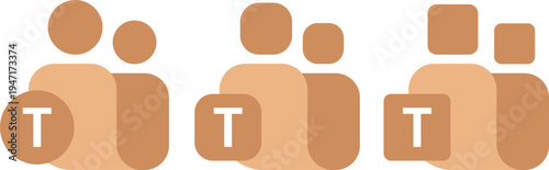 Group avatar icon collection with text badge. Minimal brown user community symbol for UI, dashboard, and app interface design. Flat team profile illustration representing organization, collaboration, 