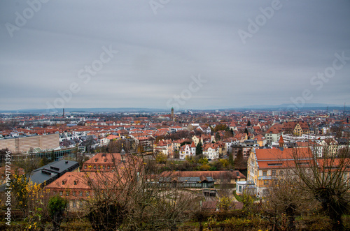 Bamberg cityscape panoramic view over historic red roofs