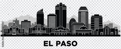 Vector illustration el paso city skyline illustration with modern buildings and skyscrapers