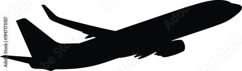 Airplane Silhouette Illustration Vector Featuring Commercial Aircraft in Flight, Aviation Symbol, and Marketplace Success for Creative Projects