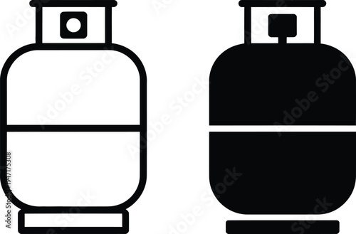 Gas Cylinder Icon Set – Propane LPG Tank Vector for Cooking, Fuel and Energy