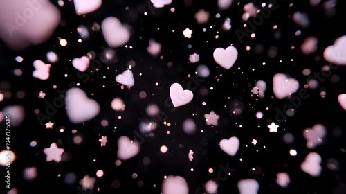 Enchanting Cosmos of Love: A captivating dance of hearts and stars swirling in a celestial canvas, invoking feelings of affection and wonder.