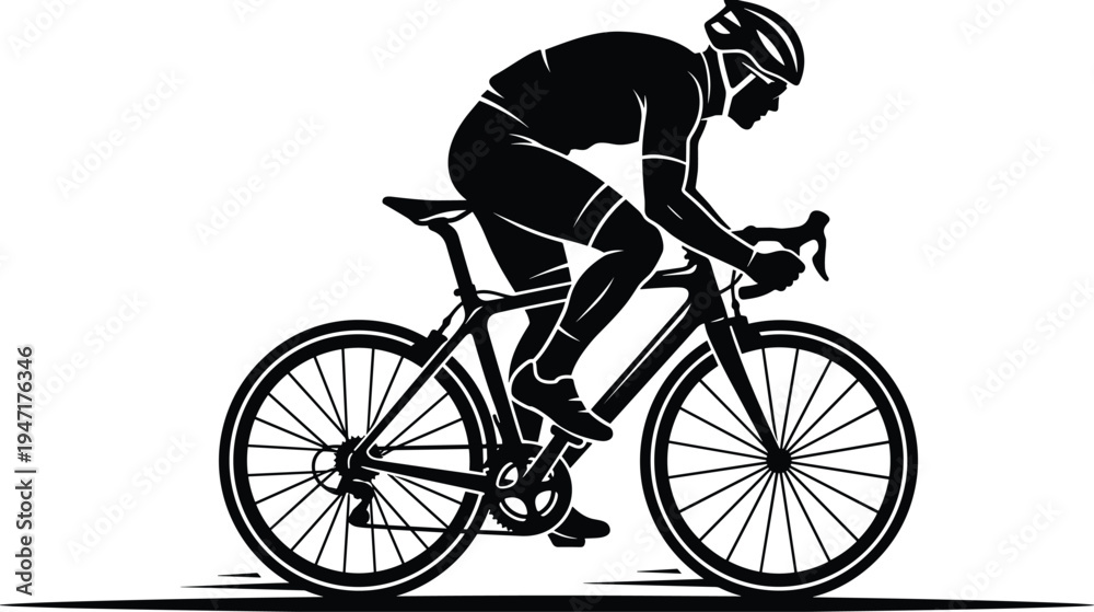 Obraz premium Road Cycling Silhouette Illustration Vector Featuring Aerodynamic Bicycle Rider, Sports Symbol, and Marketplace Success for Creative Projects