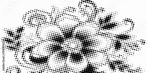 Dotted halftone gradient texture. Vanishing polka dot background. Repeating dots gradation pattern background. Black fading comic pop art overlay backdrop. Raster effect wallpaper. Vector halftone