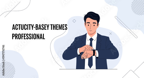 Professional Businessman Checking Watch, Business Themes, Modern Office Background