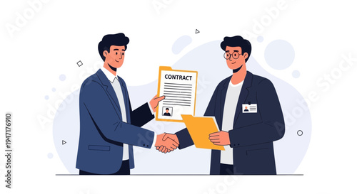 Businessmen shaking hands over a contract, agreement, partnership, deal, handshake
