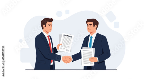 Businessmen shaking hands over a contract, agreement and partnership concept