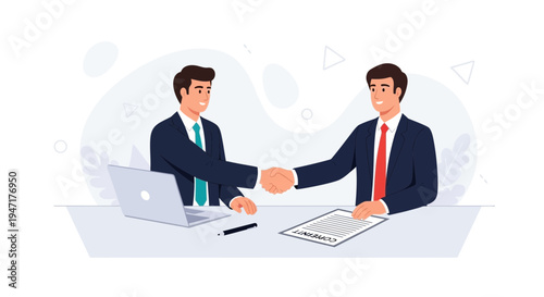 Businessmen shaking hands over contract, agreement, partnership, success, deal