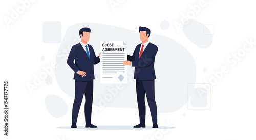 Two businessmen signing a close agreement contract, business deal, partnership, success