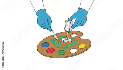 Oil Paints Mixing by Hands for Creative Art Therapy Session During International Artist Day Celebration