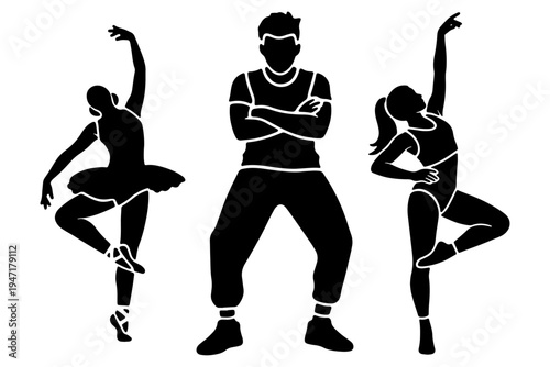 Virtual Dance Class Solid Icon Simple Shapes Vector for Online Fitness and Training Apps