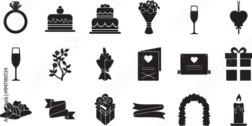 Abstract geometric patterns composed of black and white stripes and pixelated figures