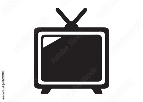 television logo silhouette vector, Vintage retro antenna television logo silhouette vector illustration, old tv logo, box tv logo, tv retro logo silhouette design on white background