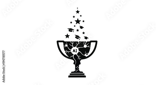 black trophy with stars bursting out