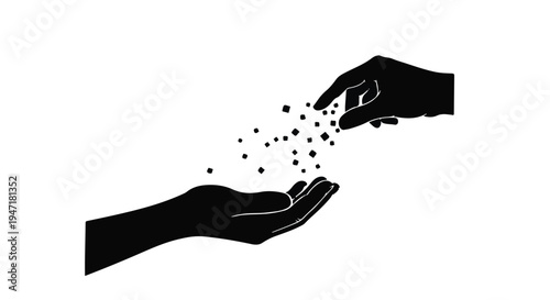 hands releasing particles, giving, sharing, spreading