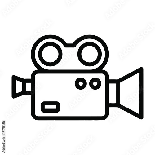 Camera recorder icon black line art