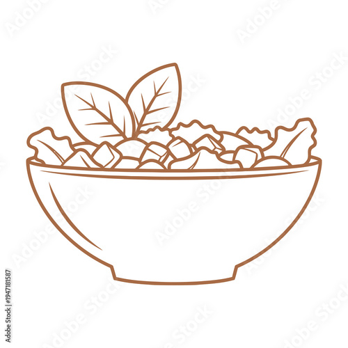 Fresh salad in bowl with leafy greens