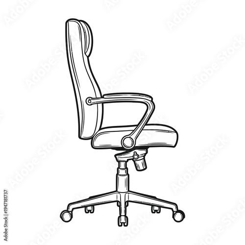 Office chair with wheels and adjustable armrests on five legs