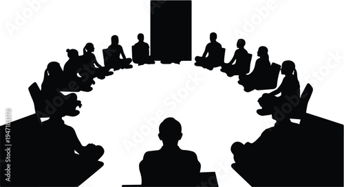 silhouette of business people sitting in a meeting