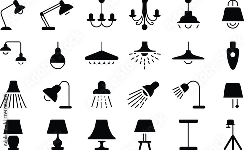 Set of  lamp icons vector