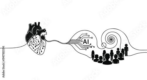 AI technology connecting human heart to people minds