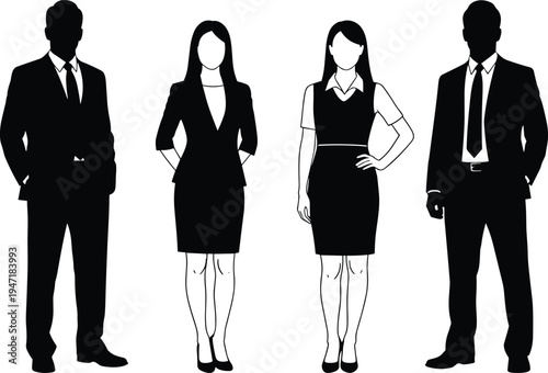 A black and white optical illusion featuring the silhouettes of two men wearing formal suits Vector