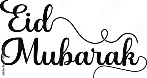 Eid Mubarak Celebration: A beautifully stylized Eid Mubarak in elegant script conveys heartfelt wishes for a blessed celebration, embodying the spirit of joy, unity, and shared goodwill.