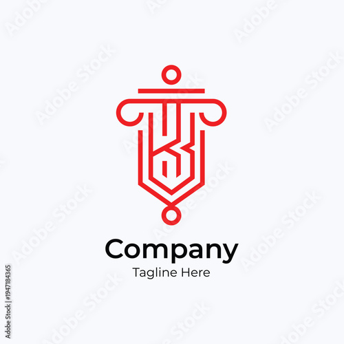 Minimalist Line Art KB Letter Pillar Shape Symbol Legal Logo