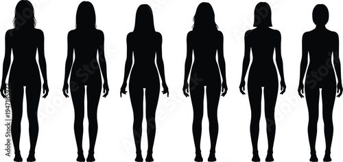 Three stylized human silhouettes integrated into a high contrast vertical black and white line pattern Vector