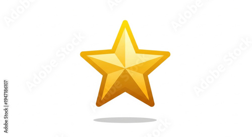 Golden Star Award Symbol Isolated on White Background.