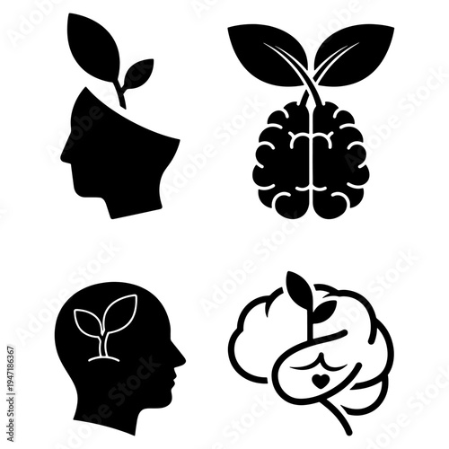 Mental Wellness App Solid Icon Simple Shapes Vector for Mind Health and Meditation