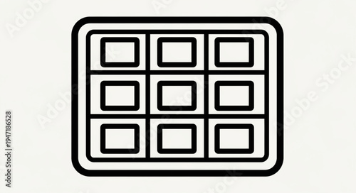Simple Icon of a Waffle Grid Pattern.