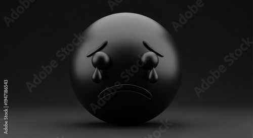Sad Black Emoji Face Crying Tears Emotion.