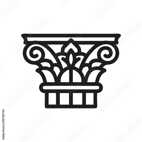 Classical Roman Corinthian Column Capital Architectural Ornament Vector Illustration