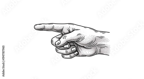 Hand gestures with pointing finger and fist silhouette