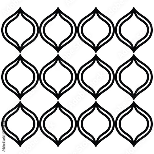 Abstract Mid-Century Modern Ogee Seamless Pattern Vector Background