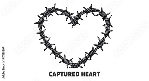 Heart illustrations with grass chain and black and white designs