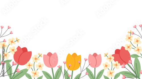 Happy Mother's Day card coquette set. Hand drawn beautiful flowers with bow, spring red and pink floral cute design. Whimsical frames with bows. Perfect for poster, banner. Vector illustration.