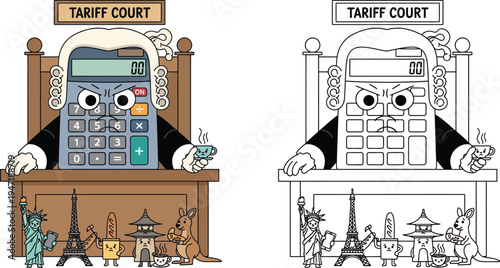 Food Tariffs Negotiation Angry Burger and Taco Characters at a Table Economic Cartoon