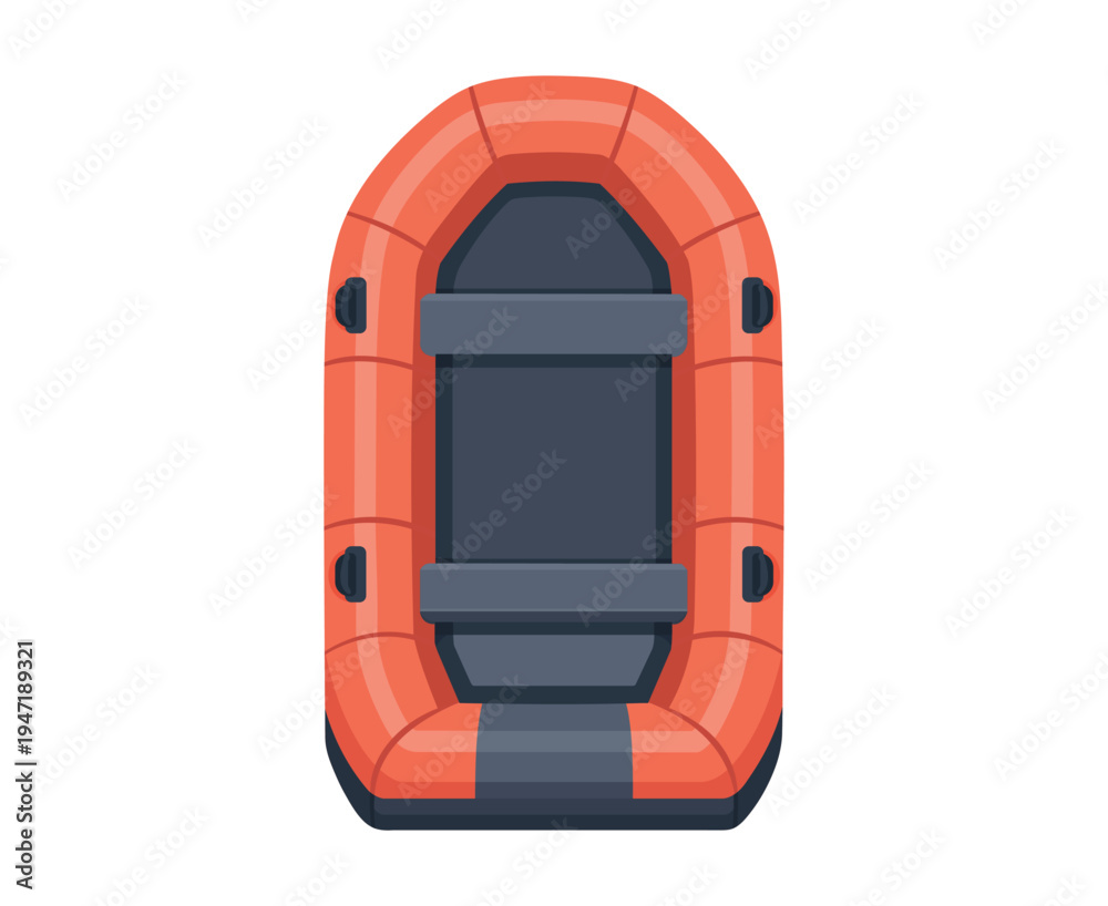 Naklejka premium Orange And Grey Inflatable Rubber Utility Boat