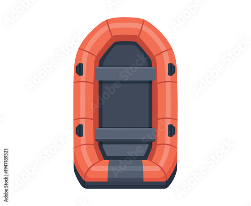 Orange And Grey Inflatable Rubber Utility Boat
