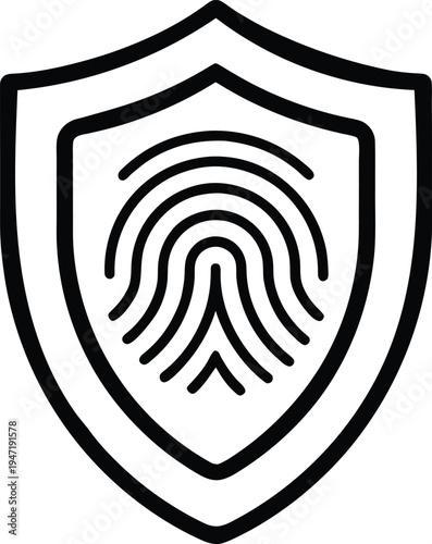 outline fingerprint icon inside a shield